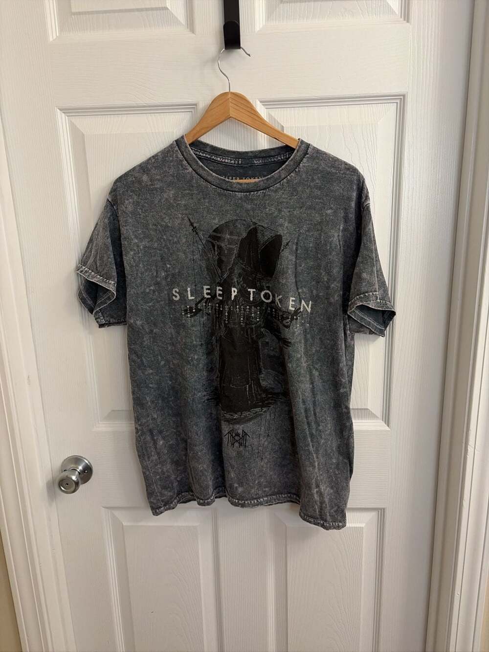 Sleep Token Graphic T-Shirt Size L Acid Wash Band Merch